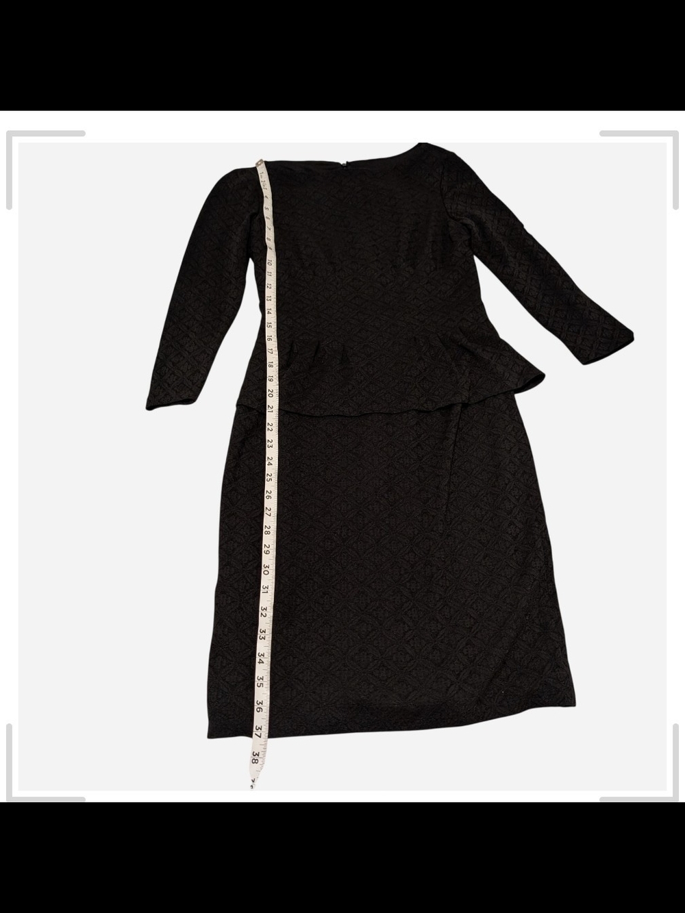 Lauren Ralph Lauren Black Textured Midi Peplum Dress - Picture 5 of 11